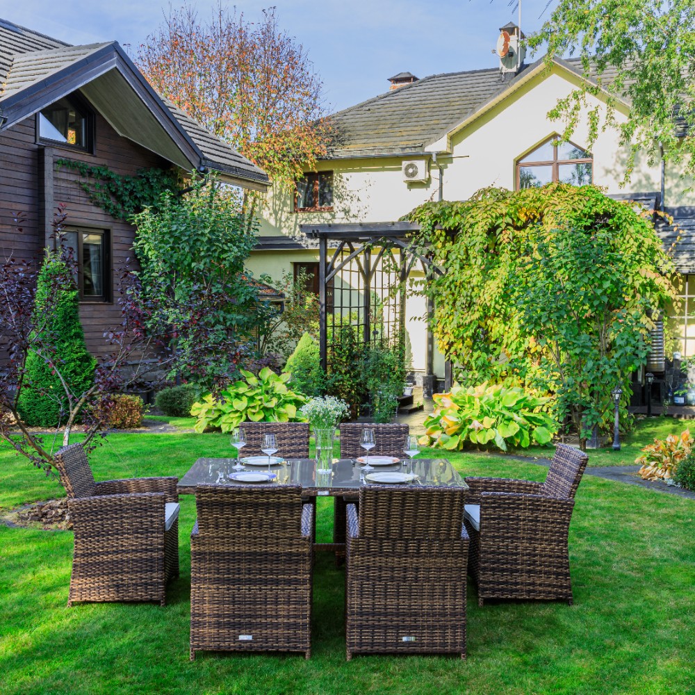 Обеденный комплект FIONA из искусственного ротанга (коричневый) 1